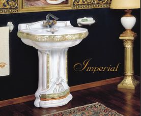 Раковина и пьедестал Modellazione - Imperial white dec 1013 beige