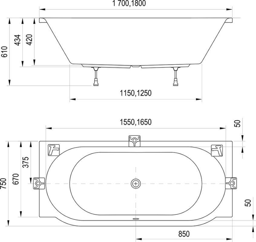 Ванна Ravak ARC 170x75 снежно-белая CE41000000 фото