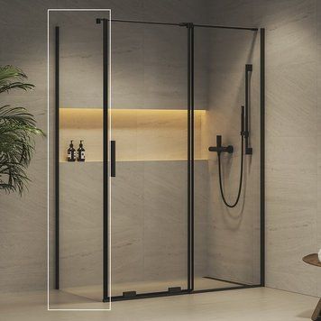 Нерухома стінка для душу Ravak ROPS- 90 Чорний TRANSPARENT X90V70300Z1 фото