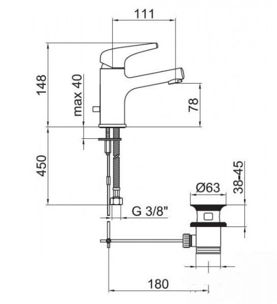 Смеситель для раковины Webert Rivoli хром RI830101015 RI830101015 фото