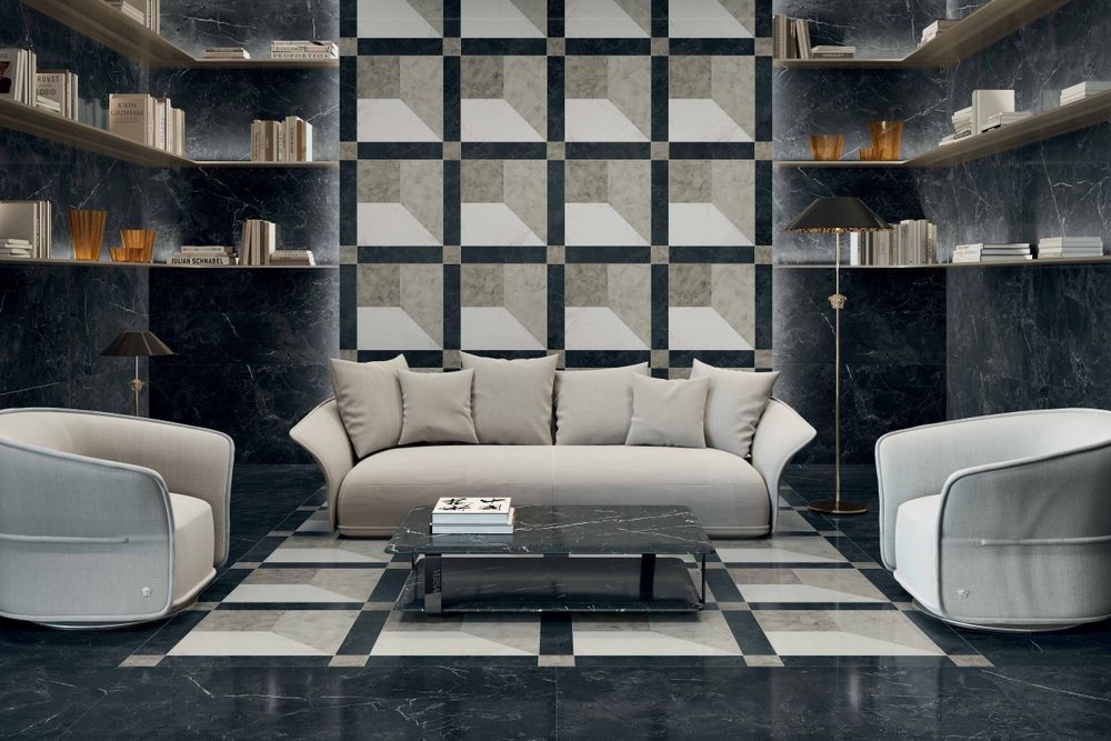 Керамограніт Versace Tarsia prosp. nero lu3r 60x120 PF60014092 фото