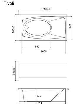 Ванна гидромассажная WGT Rialto Tivoli L 170x90x66 см HYDRO LINE DUE BT-WGT-RIA-TIV-L-170-H2 фото