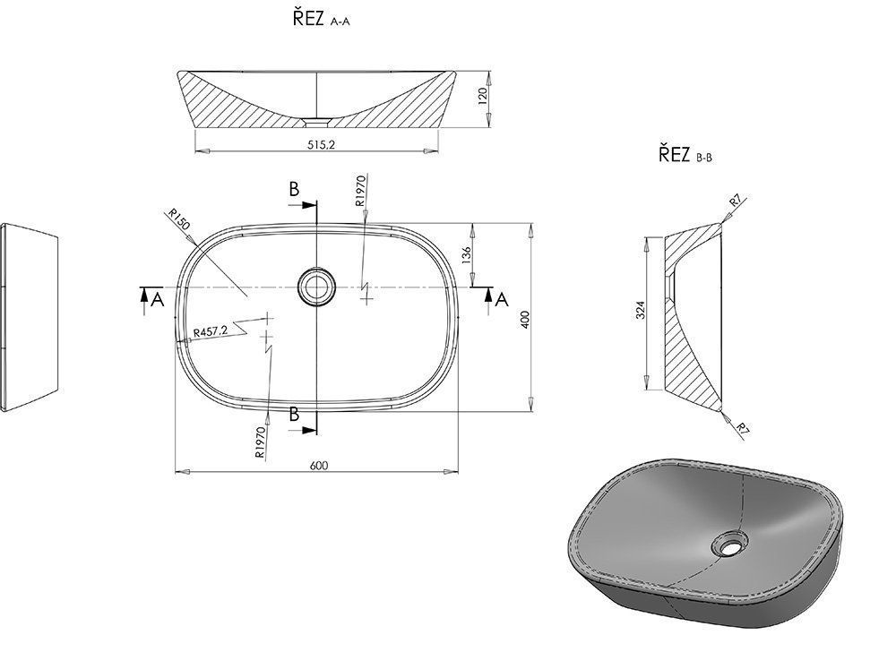 Умивальник Керамічний Ravak 600 О Білий XJX01160001 фото