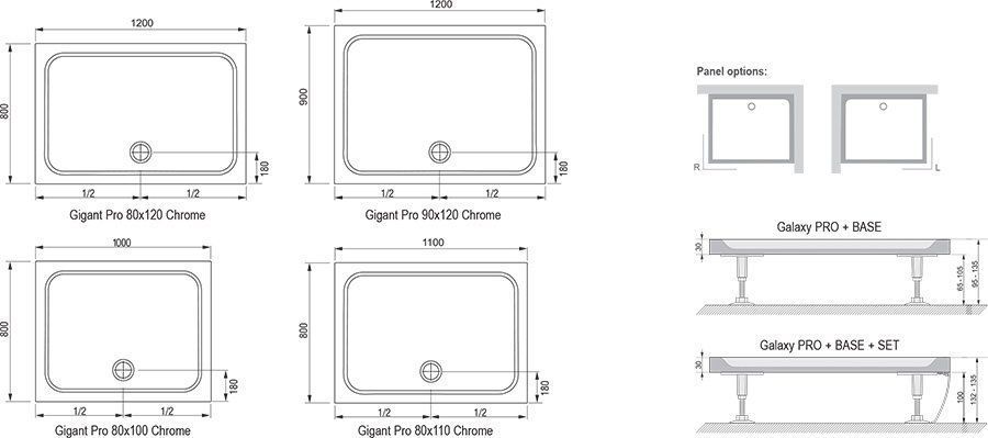 Поддон GIGANT PRO 100x80 CHROME Белый XA04A401010 фото