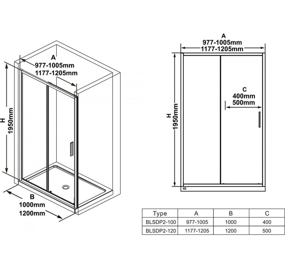 Душевые двери Ravak BLSDP2-110 Черный TRANSPARENT X0PMD0300Z1 фото