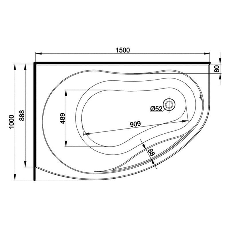 Ванна асиметрична Kolo Promise 150x100 см права з ніжками XWA3050000 фото