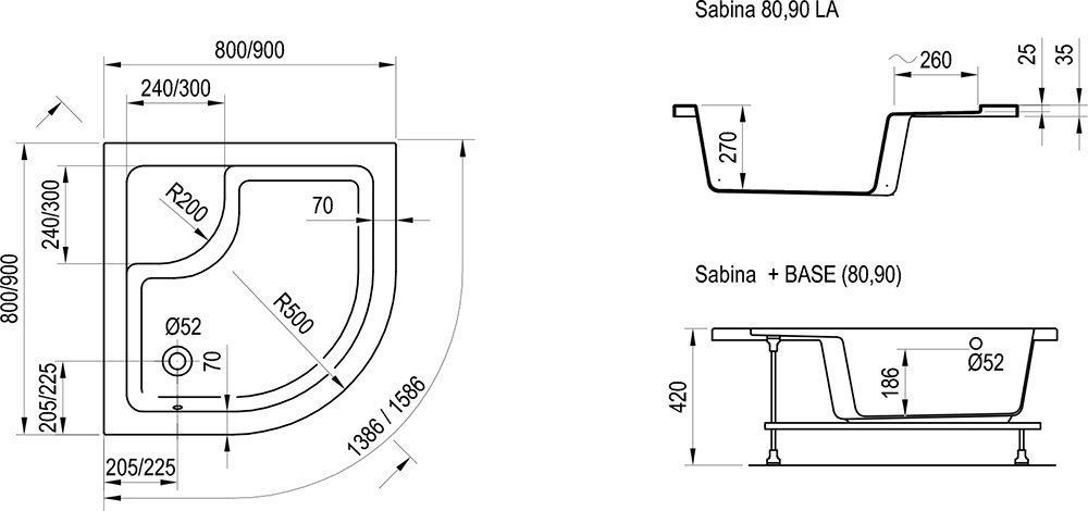 Поддон Ravak SABINA 90 LA A217001020 фото
